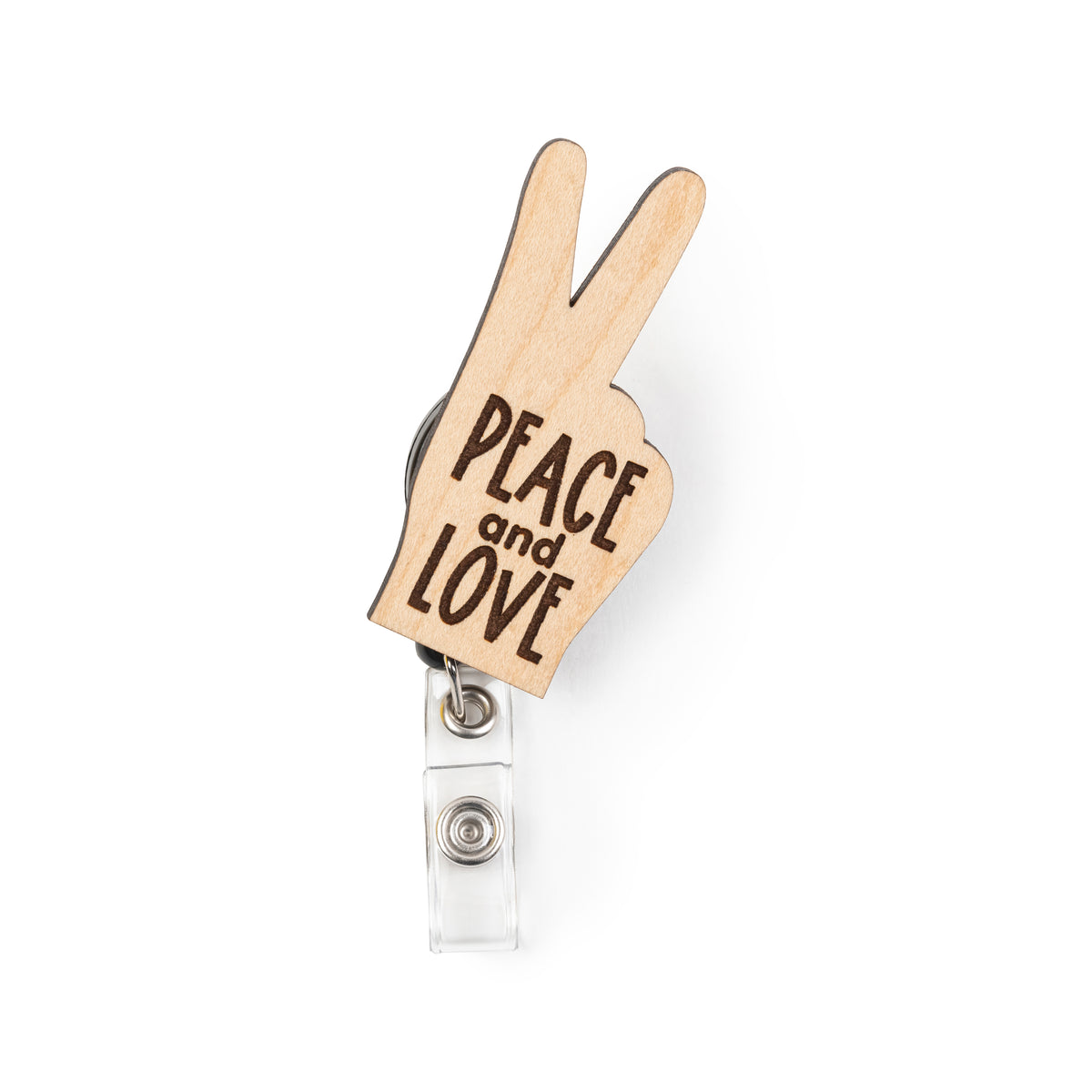 Peace and Love Woodin Badge Reel
