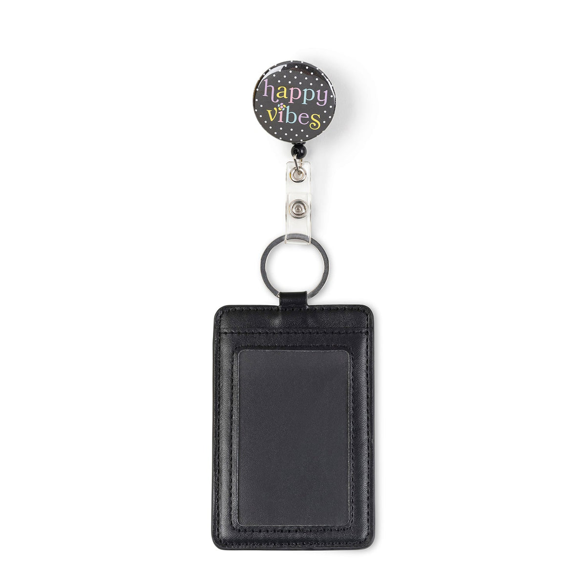 Happy Vibes Button Badge Reel with Pocket