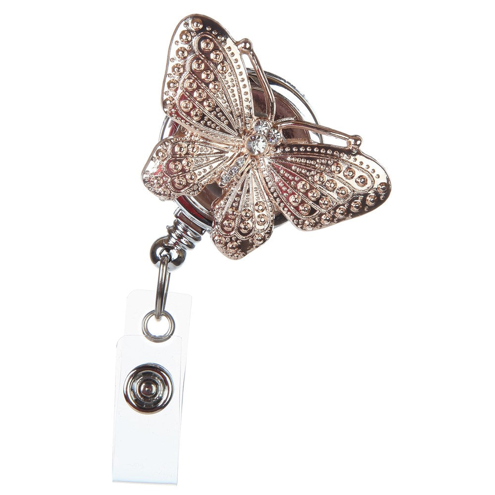 Rose Gold Butterfly Badge Reel
