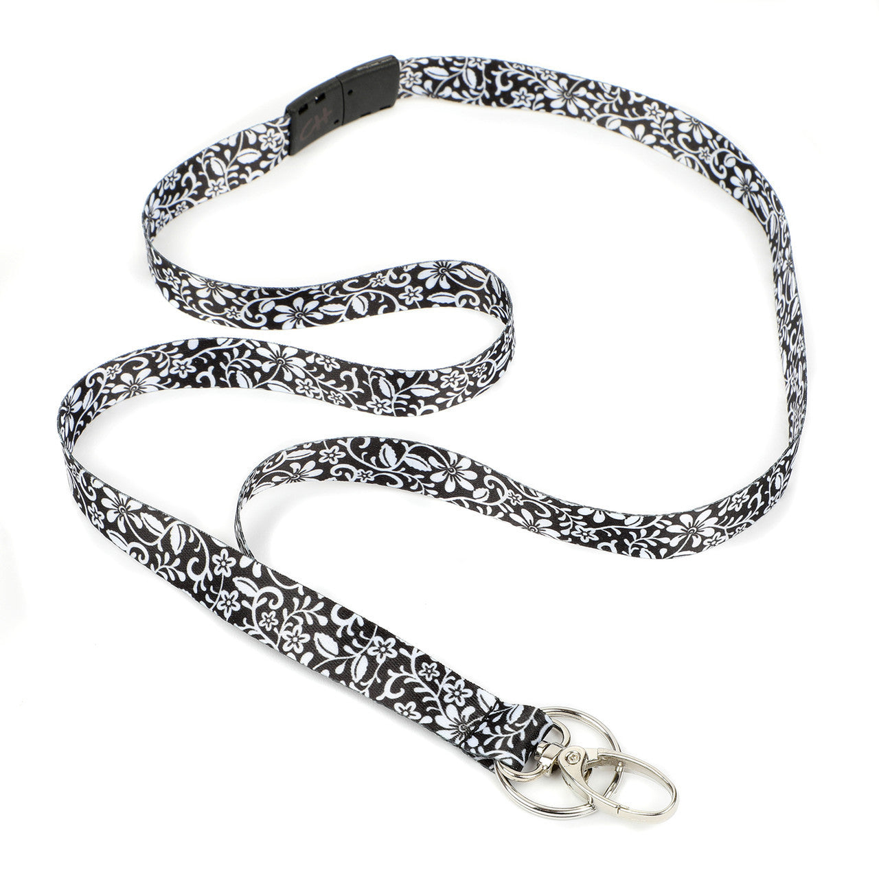 B&W Azalea Ribbon Lanyard