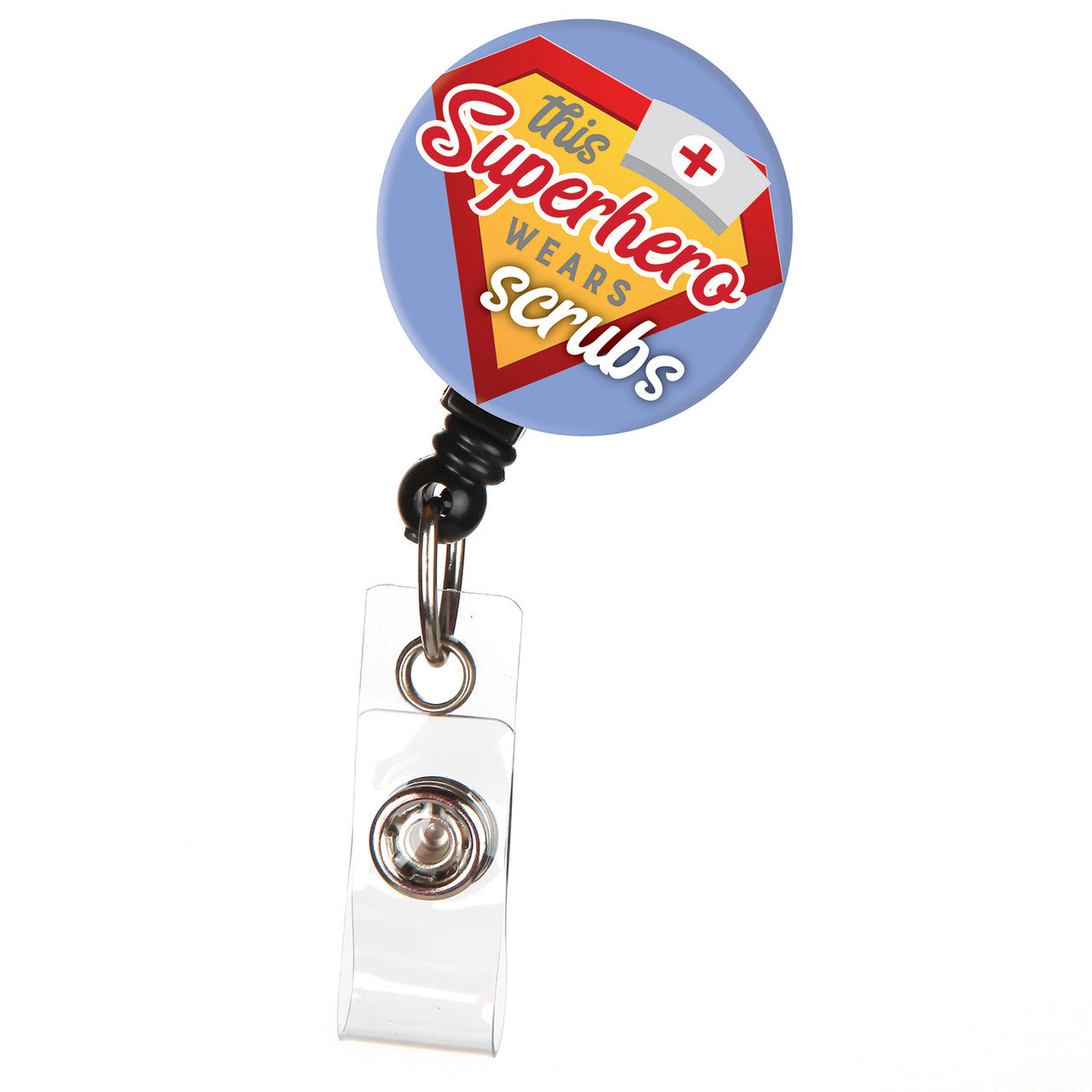 This Superhero Wears Scrubs Badge Reel