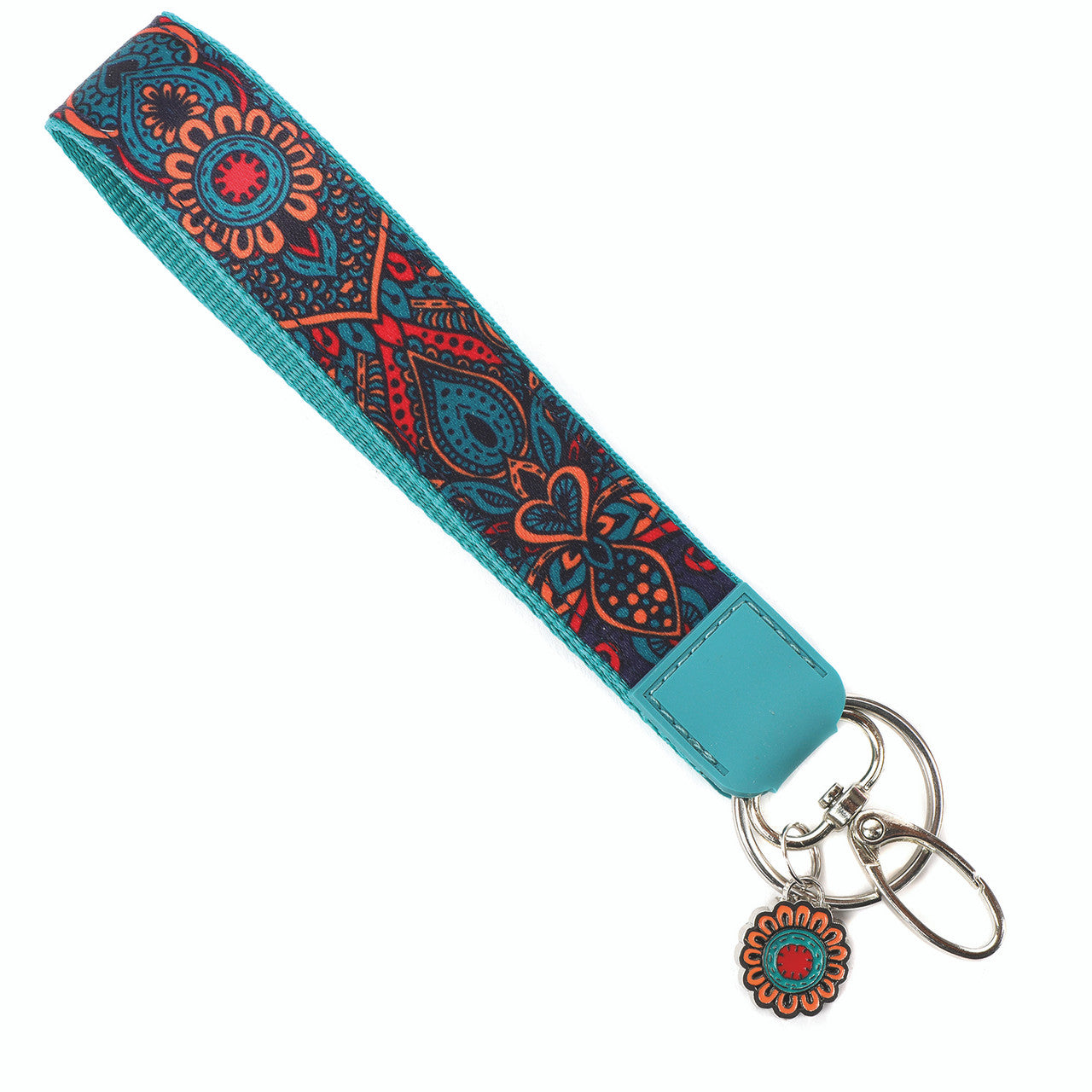Teal Boho Wristlet with Charm