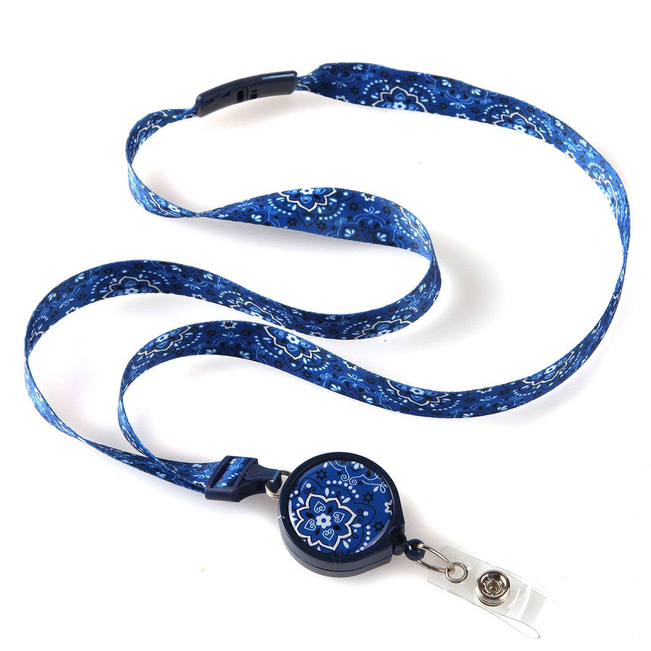 Blue Bandanna Print Ribbon Lanyard